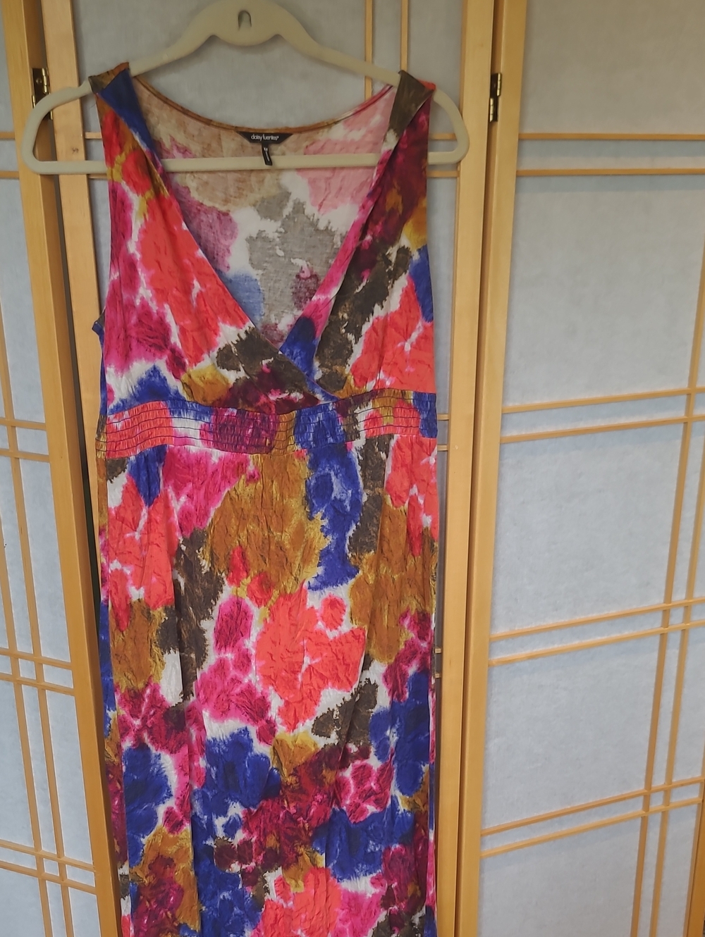 Daisy Fuentes Vibrant Multicolor Sleeveless V-Neck Maxi Dress